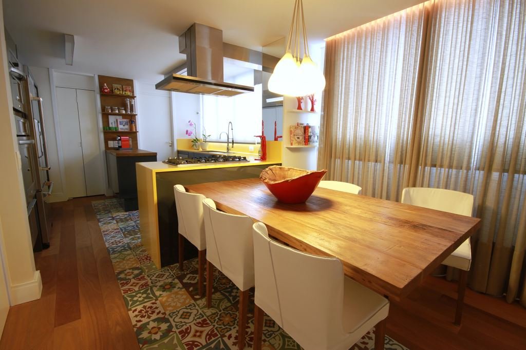 cozinha, ladrilho hidráulico na cozinha, casa casada