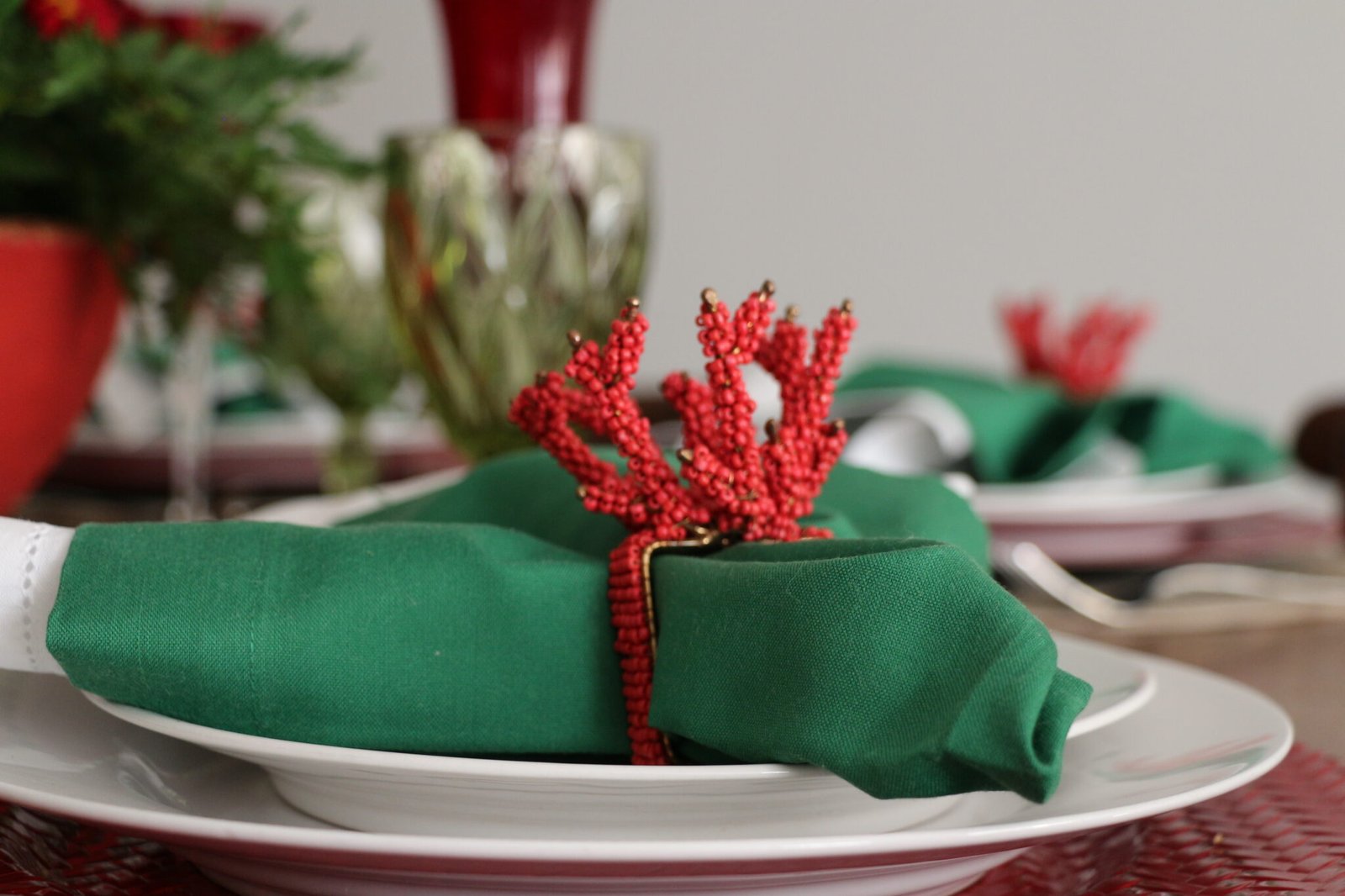 mesa verde e vermelho, mesa natal